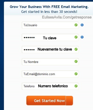 llenar el formulario de suscripcion Como crear una cuenta autoresponder GRATIS y en ESPAÑOL